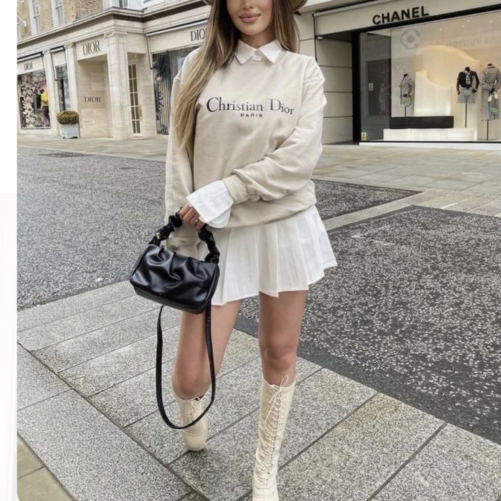 Free people white poplin pleated mini skirt
